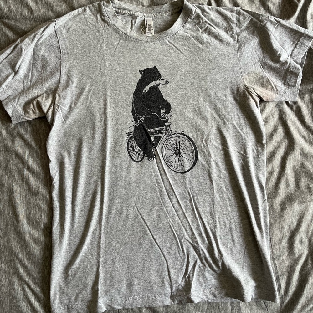 Bear, bike, severed arm t-shirt printed on American Apparel, hipster, indie, emo